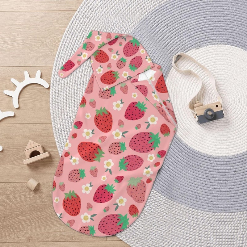 Figtihw Strawberry Swaddle Blankets Newborn Receiving Blanket Baby Swaddle Wrap Soft Sleeping Sack for Baby Girls Boys - Image 5